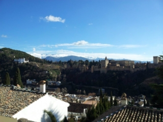 View of the Alhambra and Sierra Nevada mountains