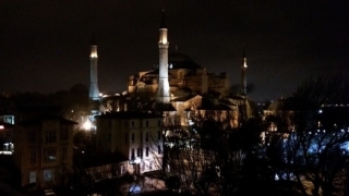 Hagia Sophia night time view from our hotel in Sultanahmet.