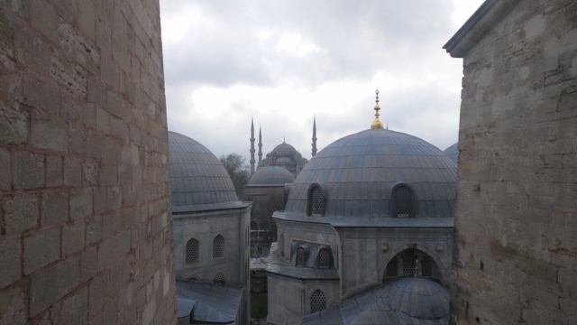 View of Blue Mosque from top floor of Hagia Sophia