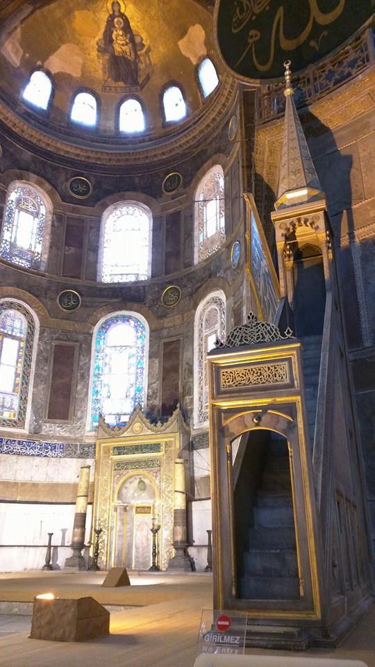 Minbar and Mihrab inside Hagia Sophia