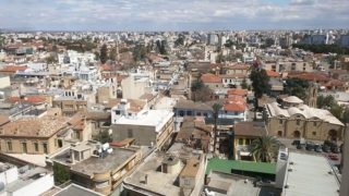 East Nicosia. You might just be able to see the Omeriye Masjid.