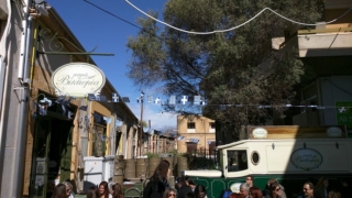 Abandoned shops and houses on the "Green Line" in Nicosia.