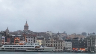 View of Galata Tower from the Bosphorus ferry.