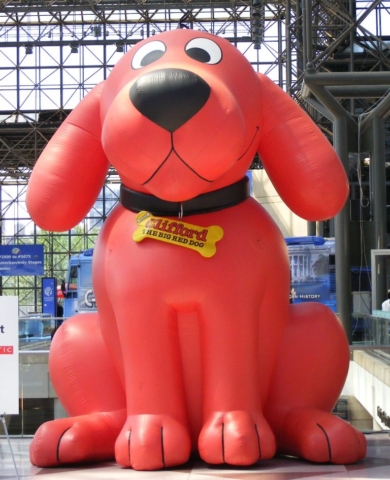 "I'm telling you officer, I *haven't* been drinking! There's a giant red dog on the loose!" — in New York, New York.