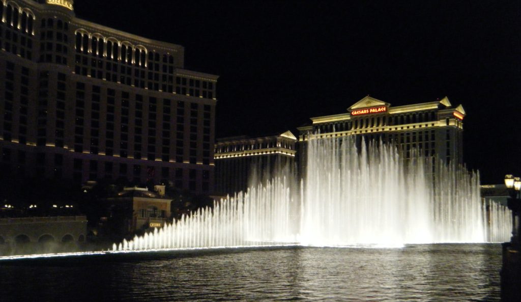 The Bellagio hotel's dancing fountains.