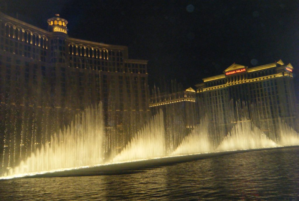 The Bellagio hotel's dancing fountains.