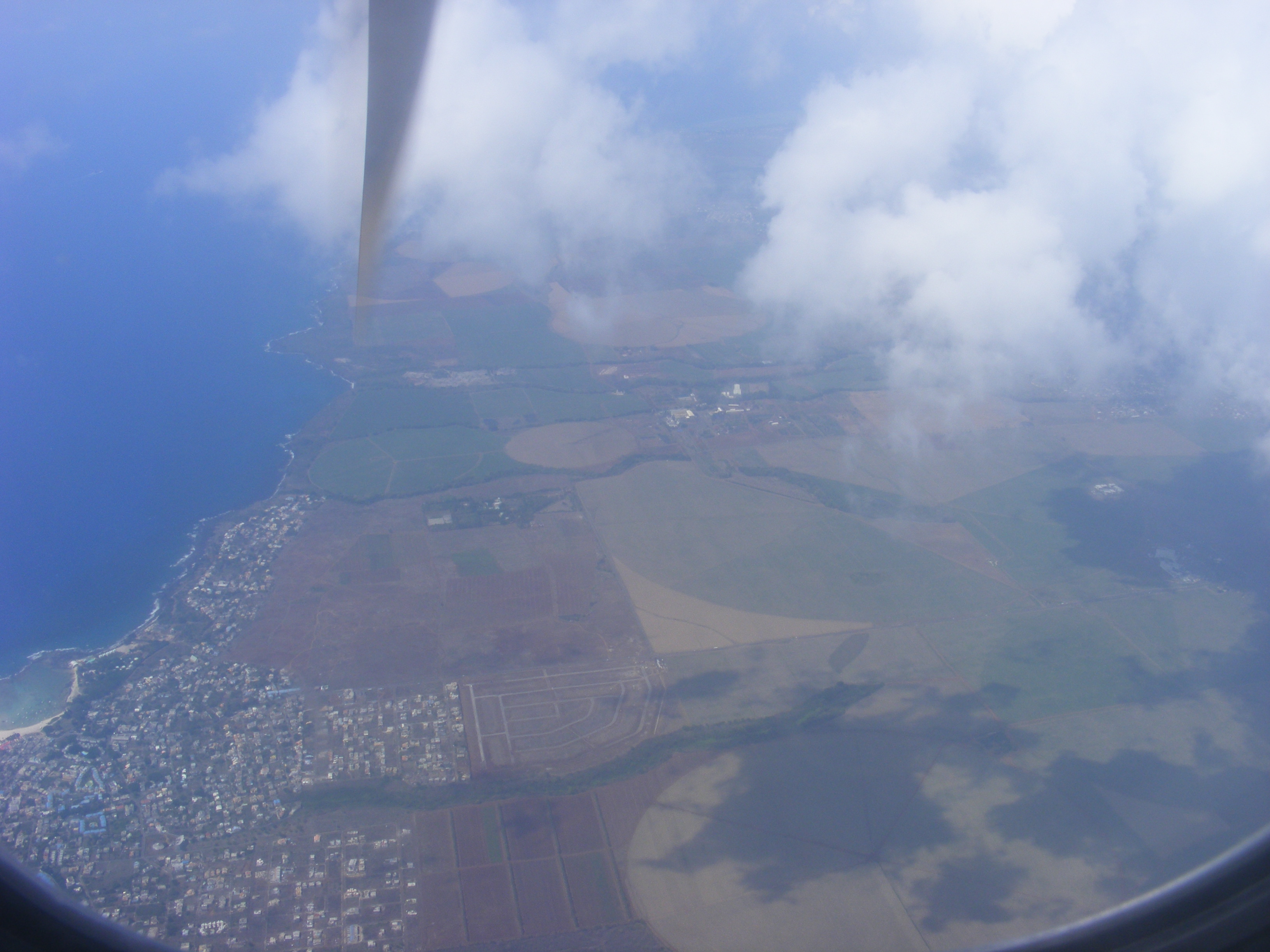 My first view of Mauritius as the aeroplane arrives over the island.