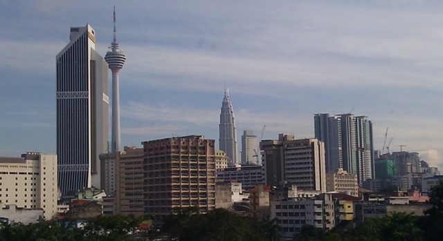 KL Tower (left) and Petronas Twin Towers (right) 