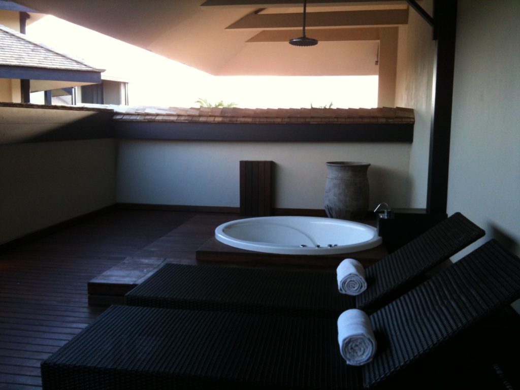 That's right. The Presidential Suite comes with it's own outdoor terrace with Hot Tub / Shower combo.