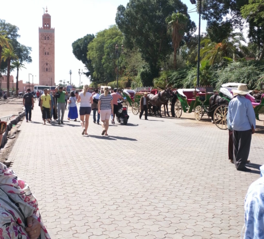At Square de Foucauld, which sits inbetween Koutoubia and Djemaa El-Fna.