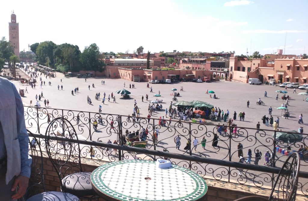 View of Koutoubia and Djemaa El-Fna