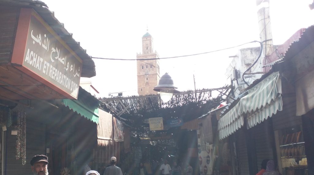 Rabat old city (Medina) with Minaret of Grand Mosque behind. 