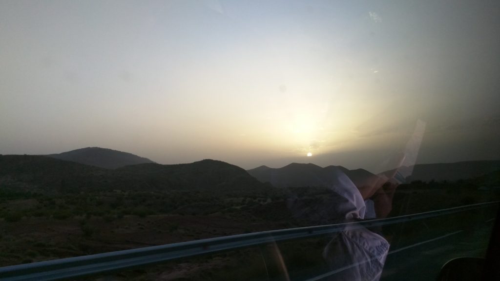 Sunset over the Atlas Mountains.